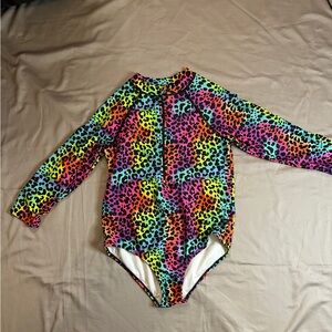 Limited Too multicolored leopard long sleeve bodysuit Size 14 junior